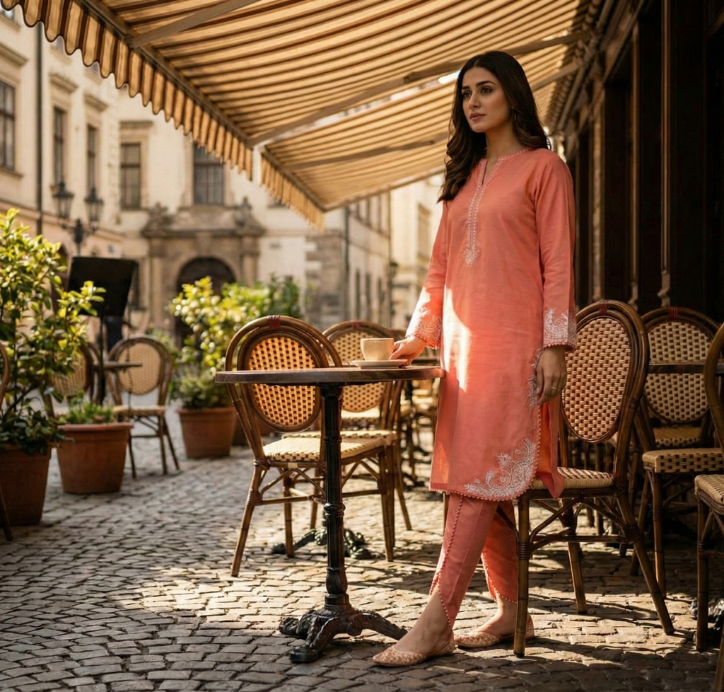 Pink Embroidered Dress
