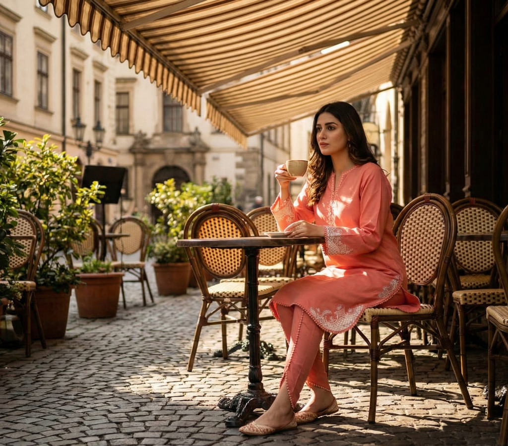 Pink Embroidered Dress